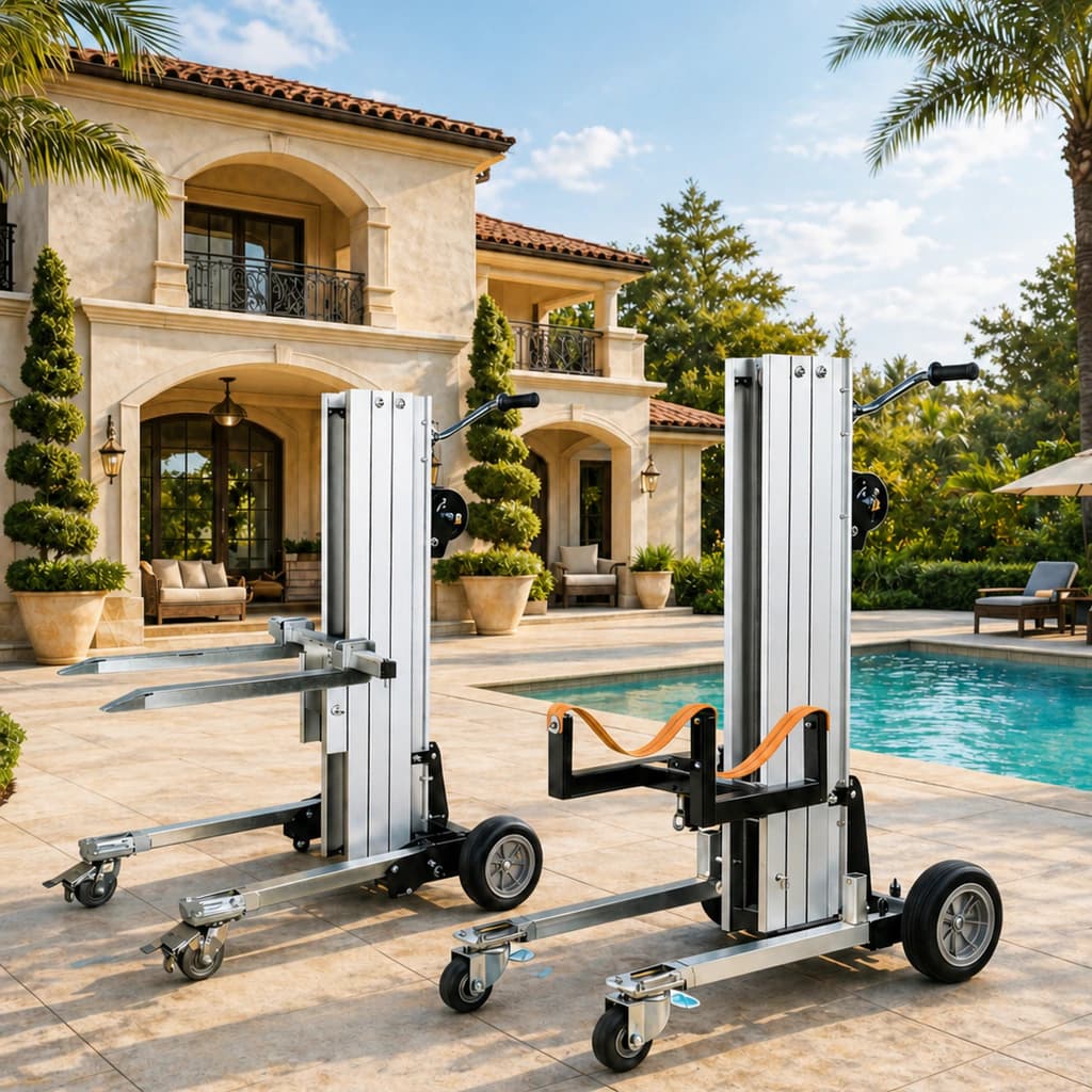 Manual lifting system handling a professional site load